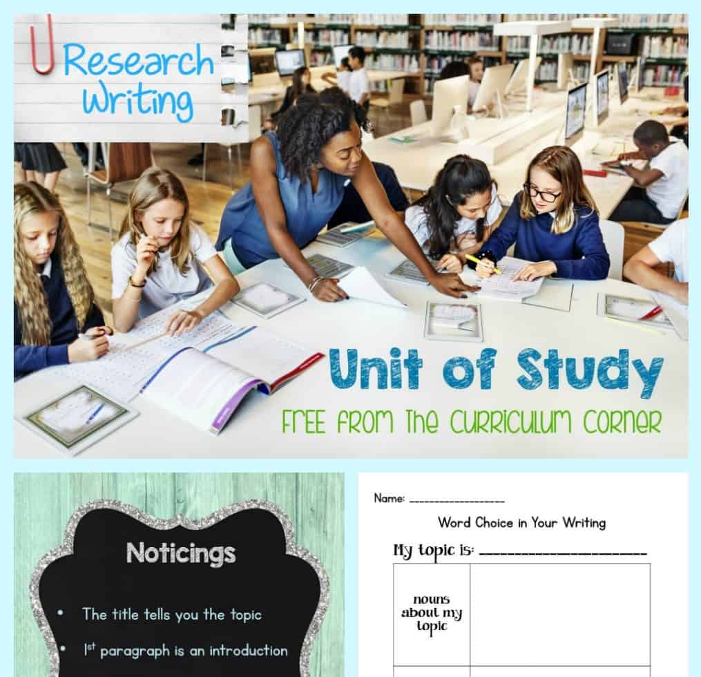 Research Writing Unit of Study FREE from The Curriculum Corner mini