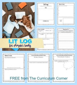 FREEBIE Lit Log for Chapter Books | Reading Reflection | FREE from The Curriculum Corner