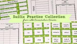 FREE Suffix Collection from The Curriculum Corner