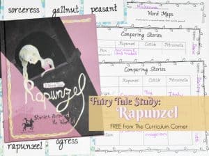 This fairy tale study focuses on the story of Rapunzel (Rapunzel Fairy Tale Study), the book we used to create these activities was created by Cari Meister.