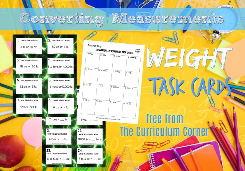 This collection of 32 converting weight task cards will give your students practice with fifth grade math skills.
