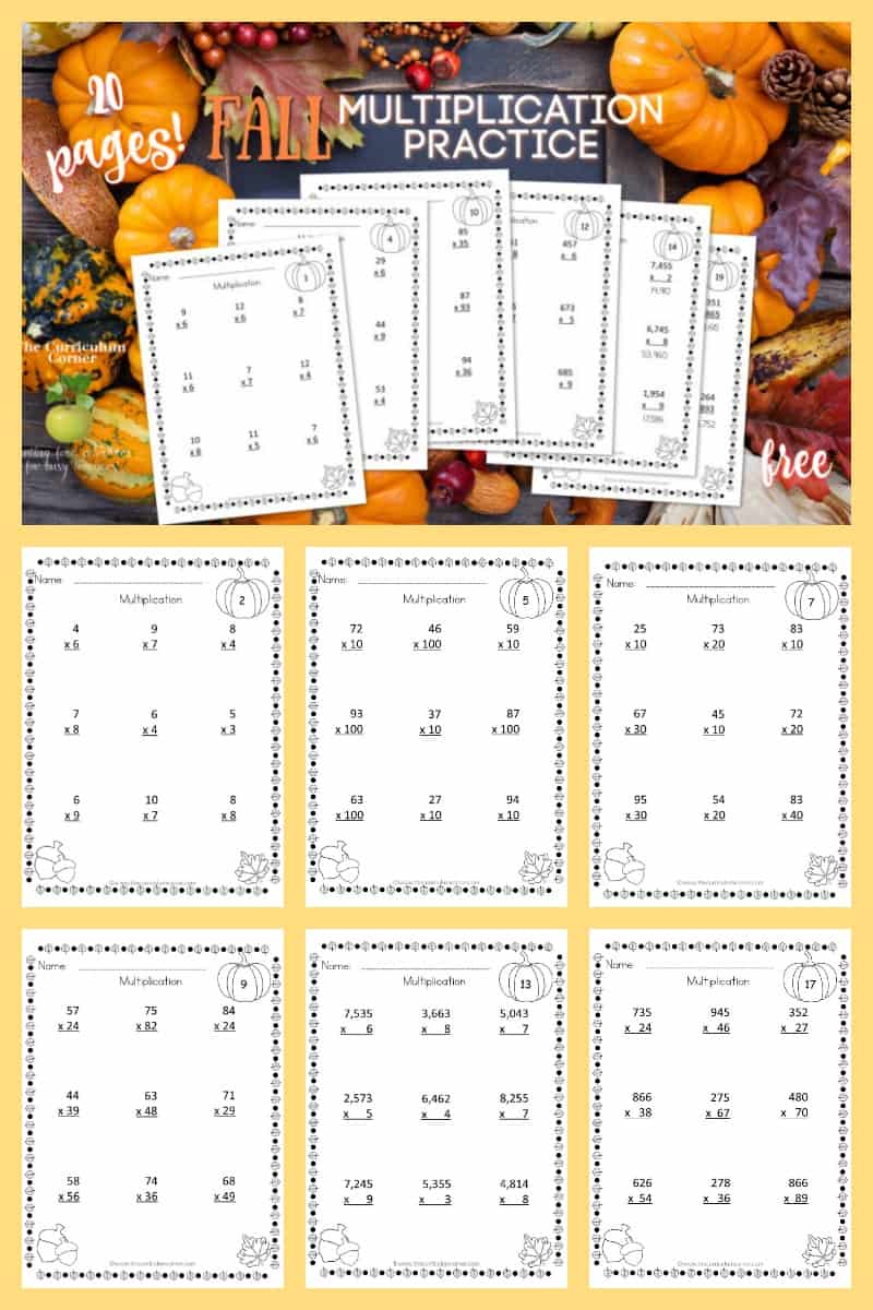 Fall Multiplication Practice Pinterest The Curriculum Corner 4 5 6