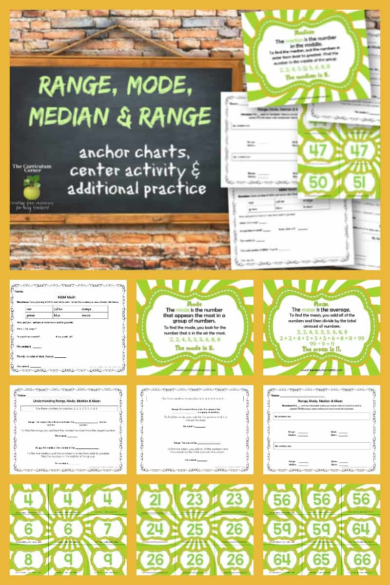 Range, Median, Mode & Mean - The Curriculum Corner 4-5-6