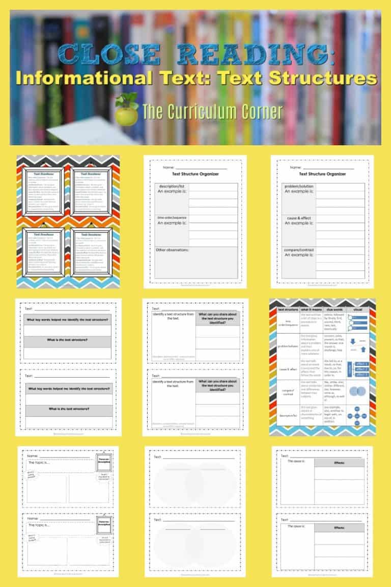 Close Reading: Informational Text Structures - The Curriculum Corner 4-5-6