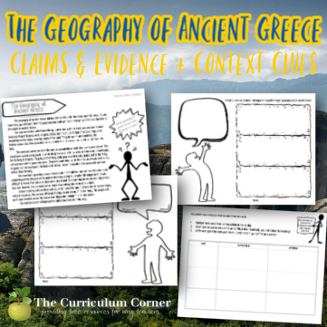 Ancient Greece Geography Claims Evidence The Curriculum Corner 4 5 6   Greece Georaphy Claims Feature 