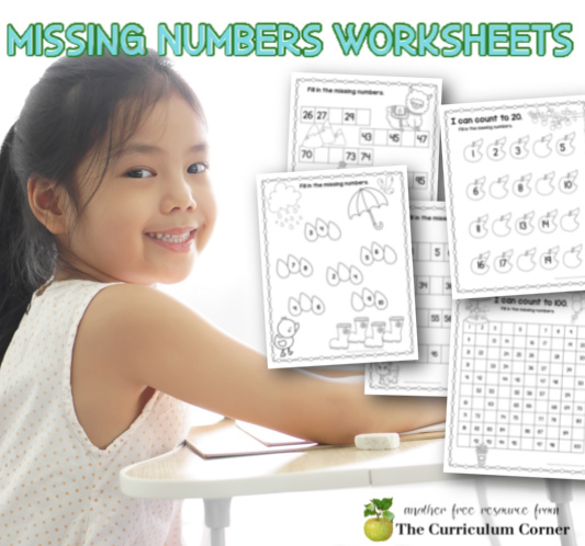 missing numbers worksheets the kinder corner